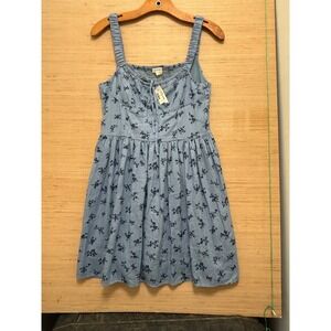 ROPOST Blue Floral Smocked Mini Dress Women's Size M Garden Prairie Cottagecore